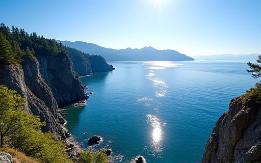 View of the nearby coastline in Victoria, BC.